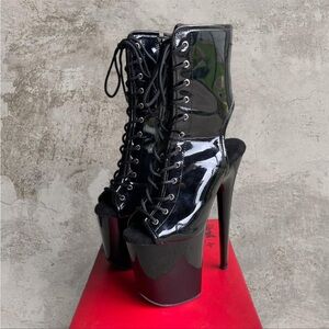 pleaser flamingo-1016 platform stiletto boots - black patent
